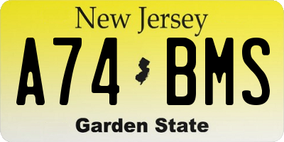 NJ license plate A74BMS