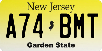 NJ license plate A74BMT