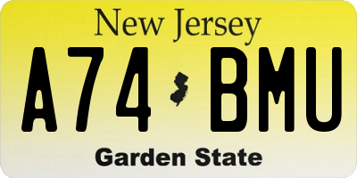 NJ license plate A74BMU