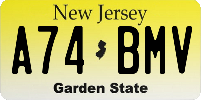 NJ license plate A74BMV