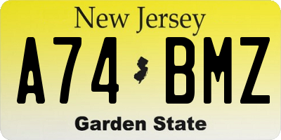 NJ license plate A74BMZ
