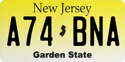 NJ license plate A74BNA