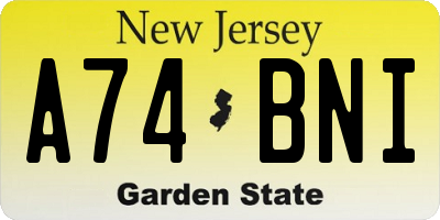 NJ license plate A74BNI