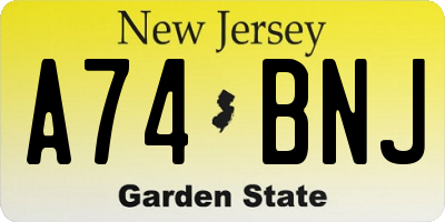 NJ license plate A74BNJ