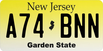 NJ license plate A74BNN