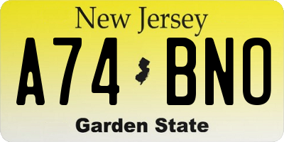 NJ license plate A74BNO