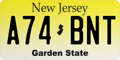 NJ license plate A74BNT
