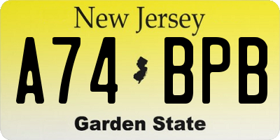 NJ license plate A74BPB