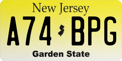 NJ license plate A74BPG
