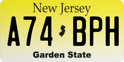 NJ license plate A74BPH