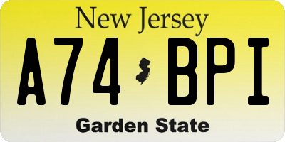 NJ license plate A74BPI