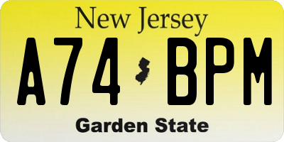 NJ license plate A74BPM