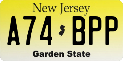 NJ license plate A74BPP