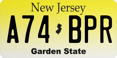 NJ license plate A74BPR