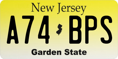 NJ license plate A74BPS
