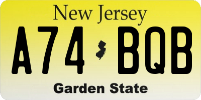 NJ license plate A74BQB
