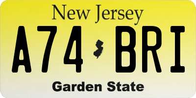 NJ license plate A74BRI