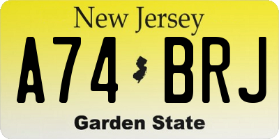NJ license plate A74BRJ