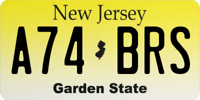 NJ license plate A74BRS