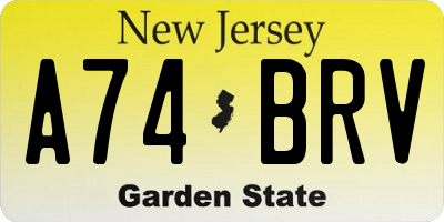 NJ license plate A74BRV