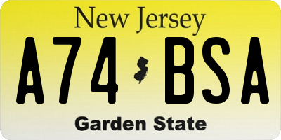 NJ license plate A74BSA