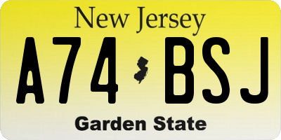 NJ license plate A74BSJ