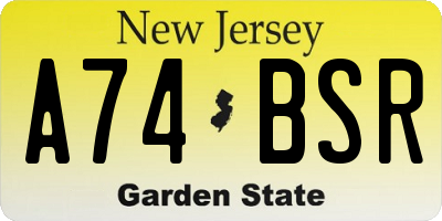 NJ license plate A74BSR