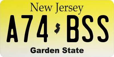 NJ license plate A74BSS
