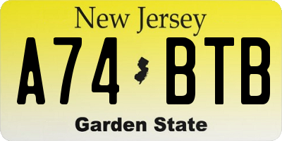 NJ license plate A74BTB
