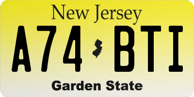 NJ license plate A74BTI