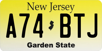 NJ license plate A74BTJ