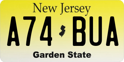 NJ license plate A74BUA
