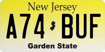 NJ license plate A74BUF