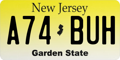 NJ license plate A74BUH