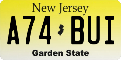 NJ license plate A74BUI