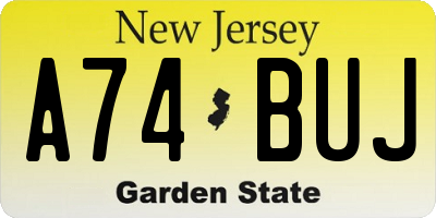 NJ license plate A74BUJ