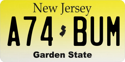 NJ license plate A74BUM