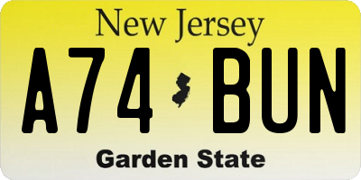 NJ license plate A74BUN