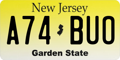 NJ license plate A74BUO
