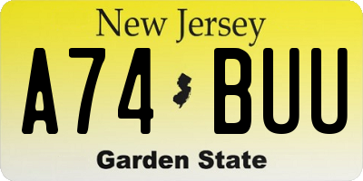 NJ license plate A74BUU