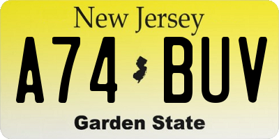 NJ license plate A74BUV