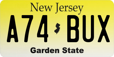NJ license plate A74BUX