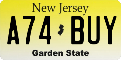 NJ license plate A74BUY