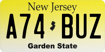 NJ license plate A74BUZ