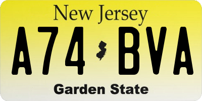 NJ license plate A74BVA