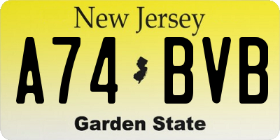 NJ license plate A74BVB