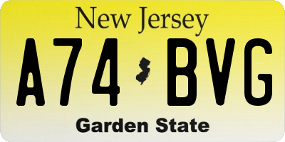 NJ license plate A74BVG