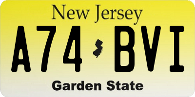 NJ license plate A74BVI