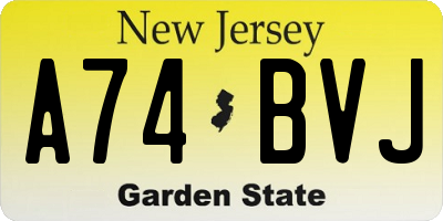 NJ license plate A74BVJ
