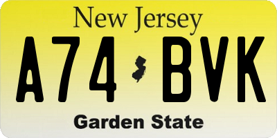 NJ license plate A74BVK